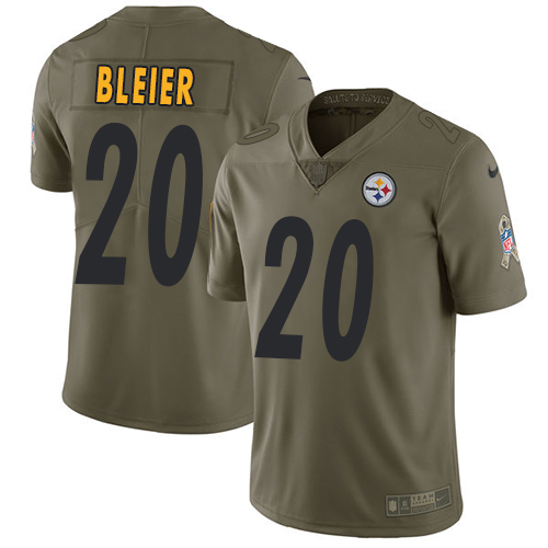 Nike Steelers #20 Rocky Bleier Olive Men's Stitched NFL Limited Salute to Service Jersey - Click Image to Close